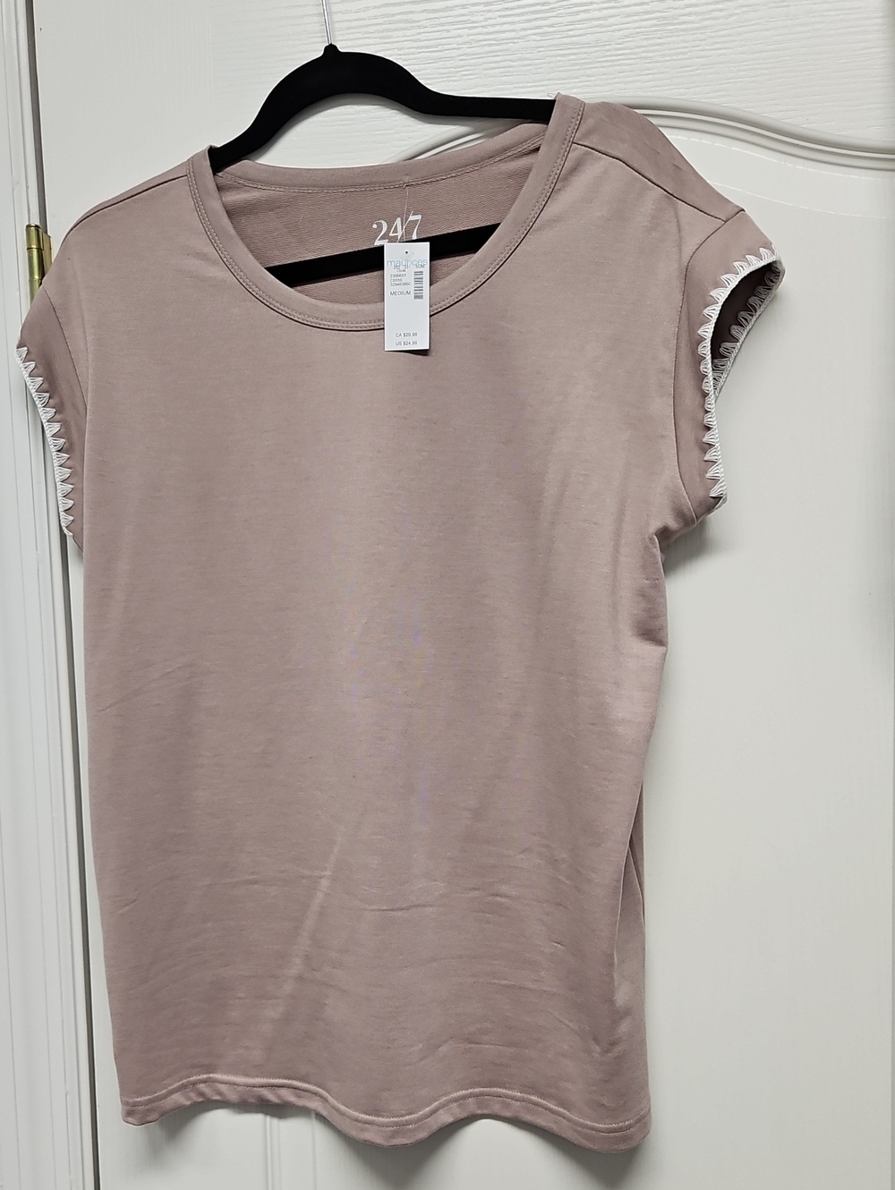 Maurice's Mauve Short Sleeve Tee with White Trim